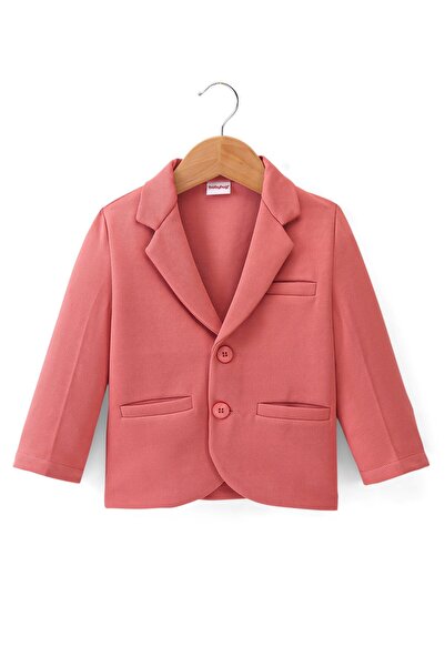 Babyhug Babyhug Full Sleeves Solid Colour Party Wear Blazer with Graphic Printed T-Shirt - Peach