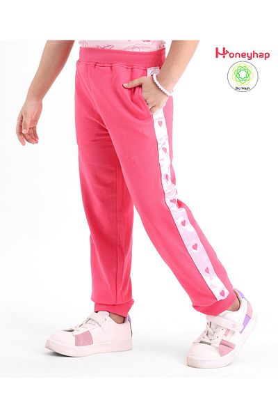 Honeyhap Honeyhap Premium Cotton Looper Printed Full Length Lounge Pant with Bio Finish -  Camellia Rose