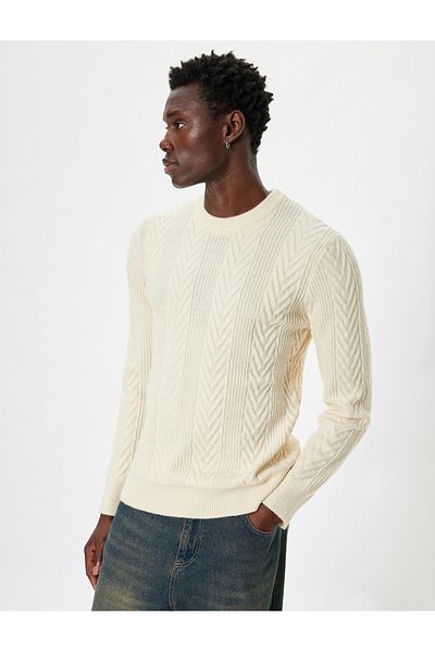 Koton Crew Neck Knitwear Sweater - Textured, Long Sleeve