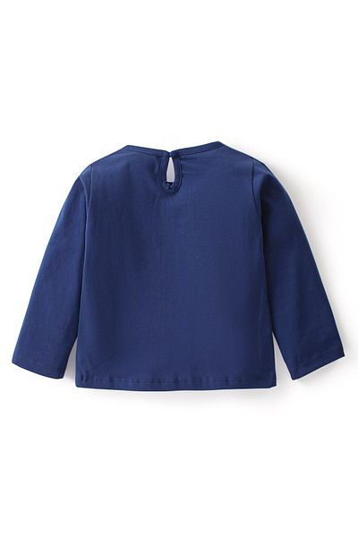 Babyhug Babyhug 100% Cotton Knit Full Sleeves T-Shirt With Text Graphics - Navy Blue
