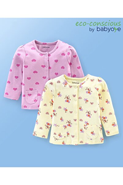 Babyoye Babyoye Eco Conscious 100% Cotton Full Sleeve Vests Hearts and Rainbo...