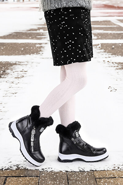 KARAMAZI Bente Rugan Çatlak Fermuarlı Kız Çocuk Bot Ayakkabı