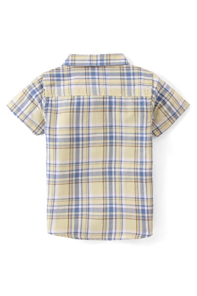 Babyhug Babyhug 100% Cotton Woven Half Sleeves Checked Shirt & Shorts - Yellow & Blue