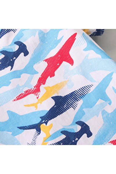 Babyhug Babyhug 100% Cotton Half Sleeves T-Shirt With Sharks Graphics - Multicolour