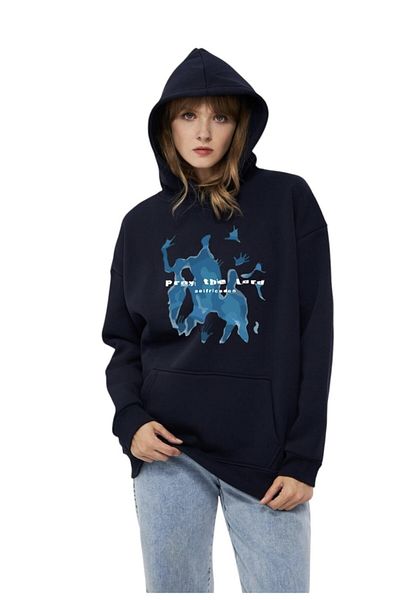 Moda Işık Φούτερ με κουκούλα Unisex με στάμπα λαρδί - 100% βαμβάκι