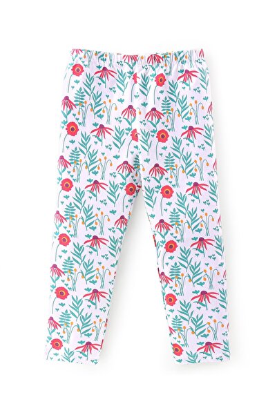 Babyhug Babyhug Cotton Lycra Knit Full Length Stretchable Legging Floral Print Pack Of 2 - White & Pink