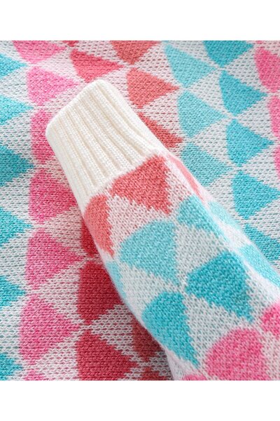 Babyhug Babyhug Acrylic Knit Full Sleeves Sweater with Geometric Design - Multicolour