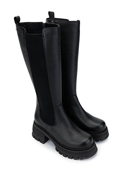 Tamer Tanca Kadın Hakiki Deri Siyah Floter Casual Çizme