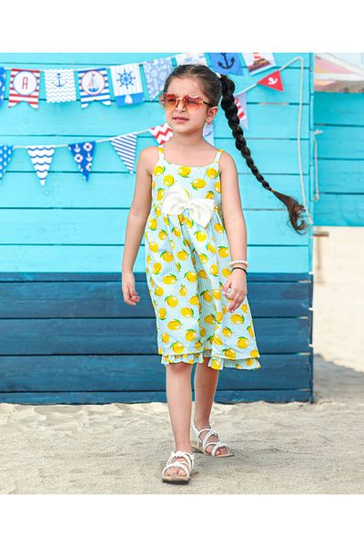 Babyhug Babyhug Sleeveless Frock Lemon Print - Yellow