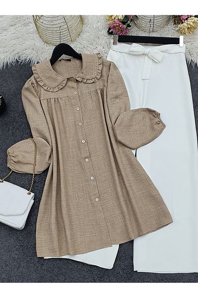 Modamorfo Neckholder-Babytunika mit Knöpfen – Nerz