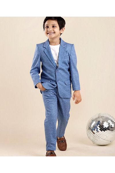 Babyhug Babyhug Full Sleeves Party Suit with Solid - Blue