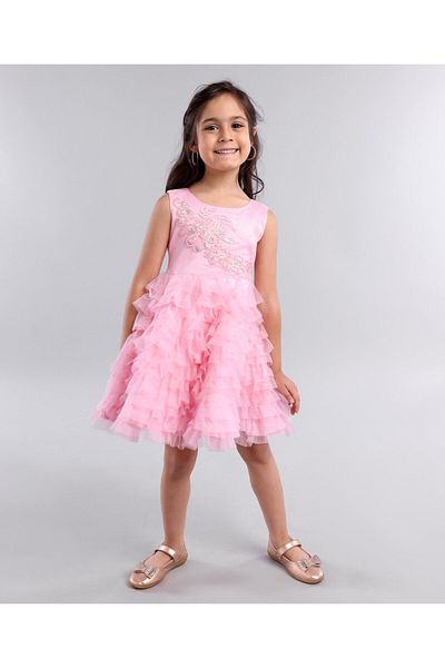 Babyhug Babyhug Layered Party Frock - Light Pink