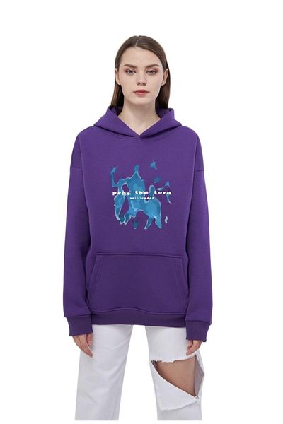 Moda Işık Унисекс суичър с качулка и щампа на свинска мас - 100% памук