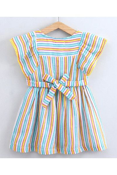 Babyoye Babyoye Short Sleeves Stripe Frock - Multicolor
