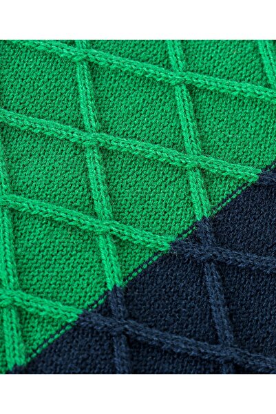 Babyhug Babyhug Knitted Full Sleeves Sweater With Cable Knit Design - Green White & Blue