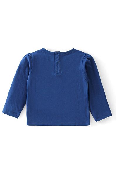 Babyhug Babyhug 100% Cotton Knit Full Sleeves T-Shirt With Floral Graphics - Navy Blue