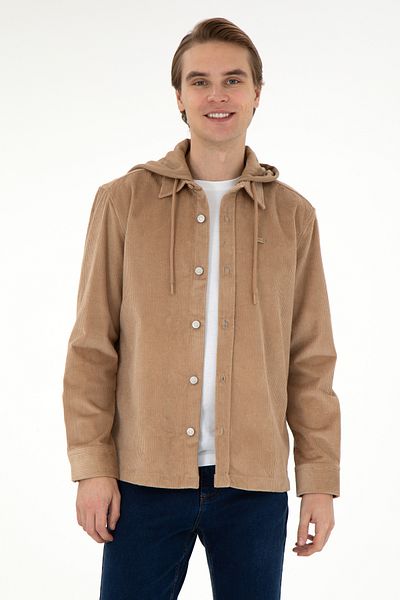 U.S. Polo Assn. Ανδρικό μακρυμάνικο πουκάμισο Camel 50292451-VR015