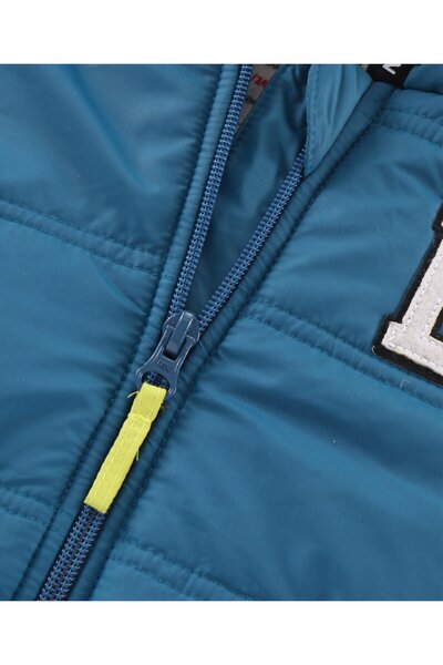 Babyhug Babyhug Full Sleeves Hooded Padded Winter Jacket Color Block - Blue