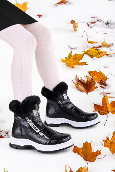 KARAMAZI Bente Rugan Çatlak Fermuarlı Kız Çocuk Bot Ayakkabı