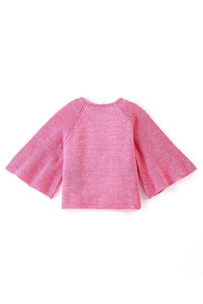 Babyhug Babyhug 100% Acrylic Knit Full Sleeves Solid Color Shrug - Dark Pink