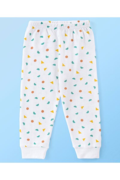 Babyhug Babyhug Full Sleeves Printed Vest & Pants Thermal Wear Set - Off White