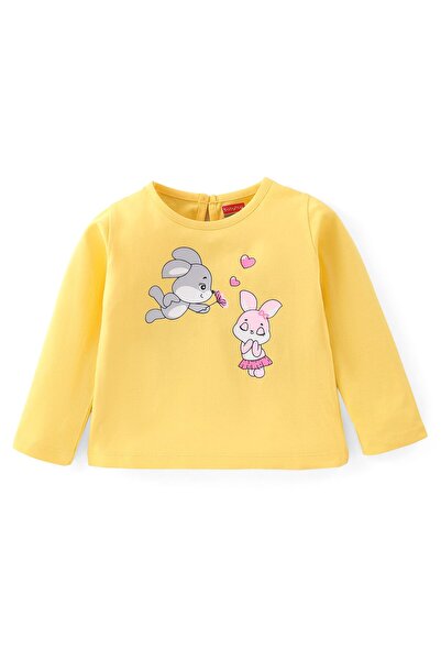 Babyhug Babyhug 100% Cotton Knit Full Sleeves T-Shirt Bunny Graphic Print - Yellow