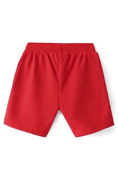Babyhug Babyhug Cotton Looper Knit Shorts Text Print - Red