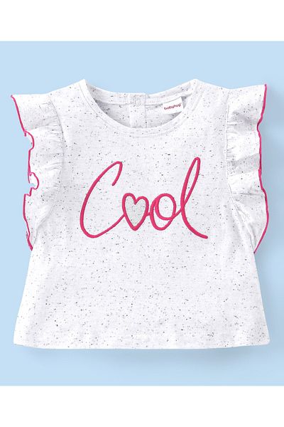 Babyhug Babyhug Single Jersey Knit to Knit Sleeveless Top & Skirt With Text Print - White & Pink