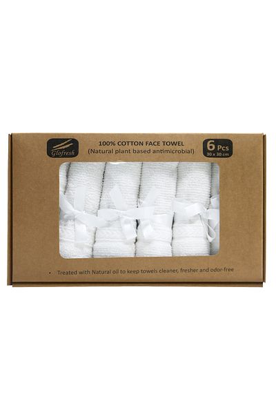 Hotel Linen Klub 6-Piece Glofresh Antimicrobial Face Towel, Luxury Touch and Enhanced Hygiene for Daily Use