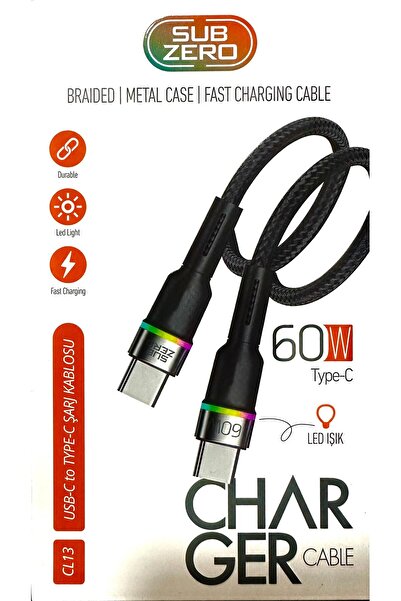 Subzero 60W RGB IŞIKLI TYPE-C ŞARJ KABLOSU