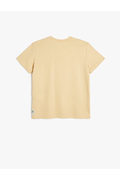 Koton Cotton Short Sleeve Crew Neck Beige Boy's T-Shirt 5Skb10010Tk