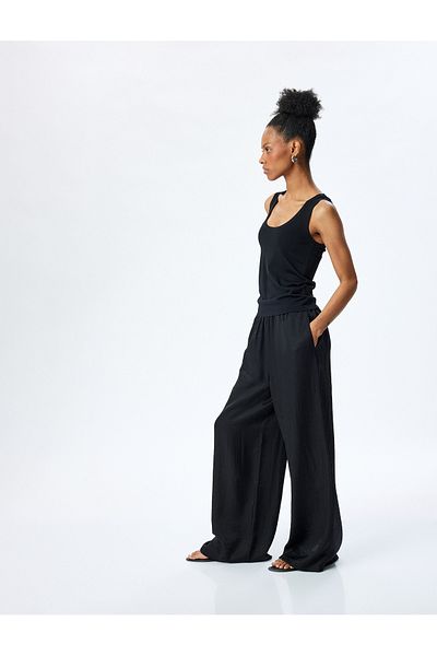 Koton Extra High Waist Pocket Viscose Palazzo Pants