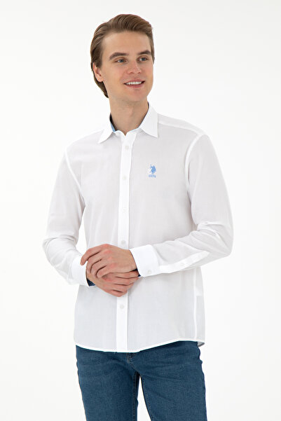 U.S. Polo Assn. قميص أبيض بأكمام طويلة للرجال 50292303 -VR013