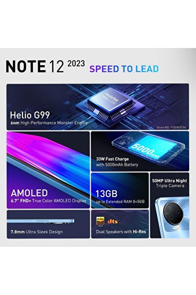 INFINIX Note 12 2023 256GB+13GB (8GB+5GB) (4G) (Tuscany blue)