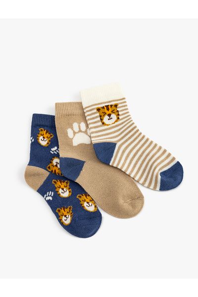 Koton Animal Patterned 3-Piece Socks Set