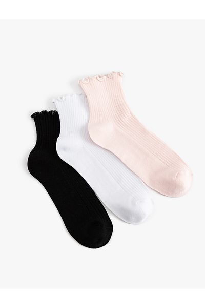 Koton Set of 3 Multicolored Ruffled Booties Socks