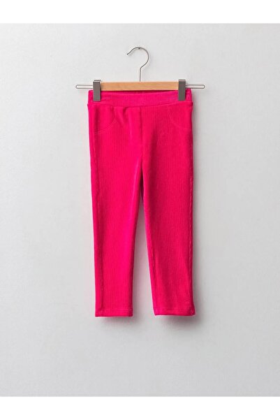 LC Waikiki LCW baby Fuşya Beli Lastikli Basic Kadife Kız Bebek Tayt