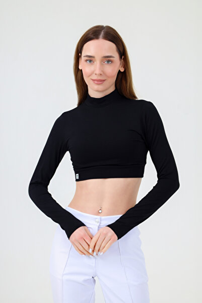Viridi Medical Fashion Turtleneck Crop Body Black