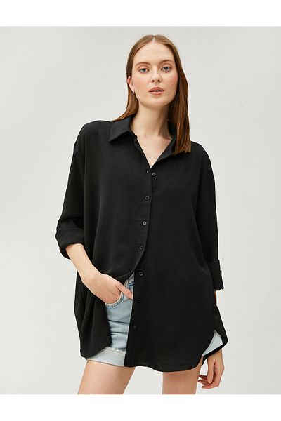 Koton Oversize Basic Shirt Long Sleeve