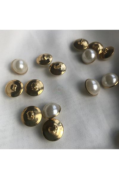 Bukle İplik 18 Size 1.14 cm Gold (Gold) Bottom Footed Pearl Ball Button (50 Pieces)