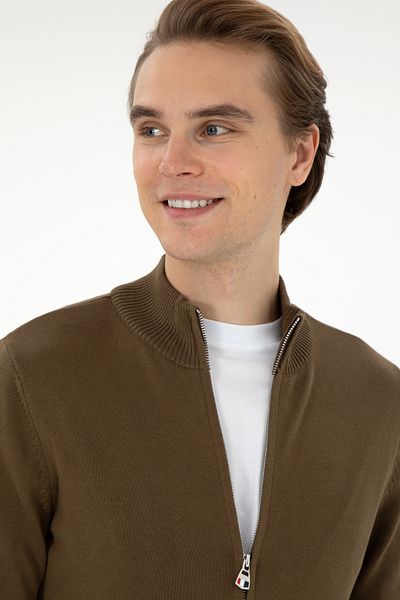 U.S. Polo Assn. Men's Khaki Basic Knitwear Cardigan 50298268 -Vr027