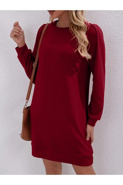 MRA Fashion    Women's Long Sleeve Crew Neck Two Thread Dress