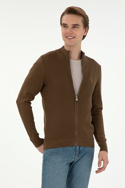 U.S. Polo Assn. Men's Khaki Basic Knitwear Cardigan 50294738 -Vr027