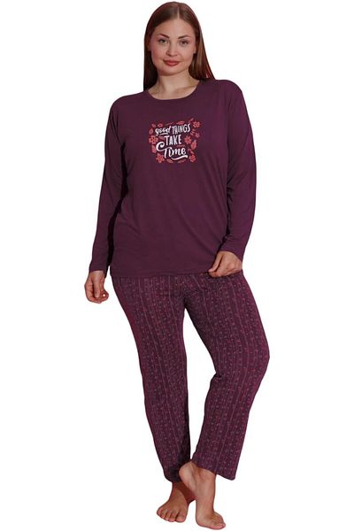 Muka Women's Plus Pajama Set Full Sleeve T-Shirt & Pants 3XL-5XL Homewear Sleepwear