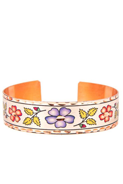 Giftcandor Handmade Copper Bracelet with Floral Pattern