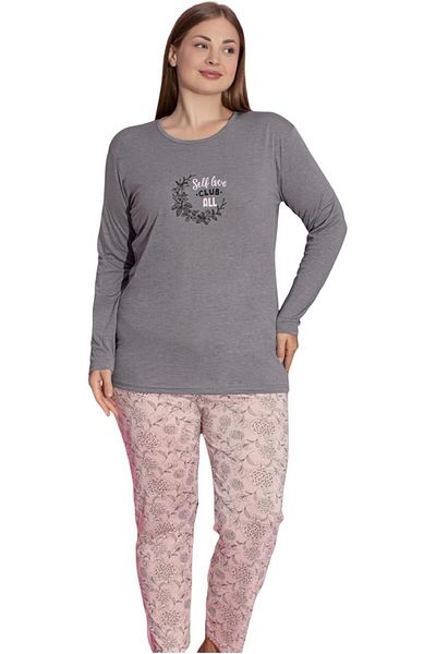 Muka Women's Plus Pajama Set Full Sleeve T-Shirt & Pants 3XL-5XL Homewear Sleepwear