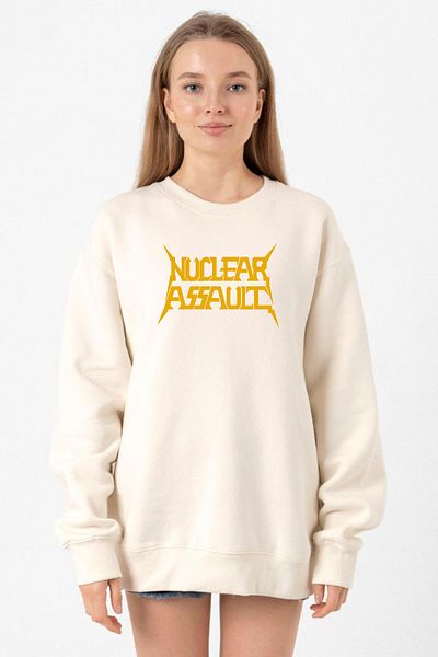 Tshirthane Nuclear Assault Letter Ecru Women's 2Ip Sweatshirt
