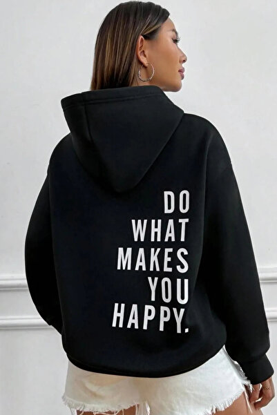 FECCY Hanorac oversize cu glugă, unisex, din bumbac, colorat, cu imprimeu „Do...