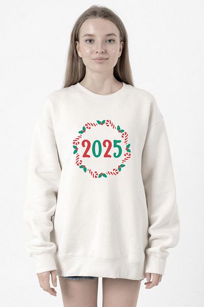 Tshirthane Christmas Holiday Wreath White Women's 2Ip Sweatshirt