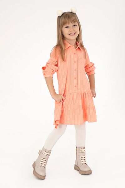U.S. Polo Assn. Girl's Salmon Woven Shirt Dress 50297418 -Vr047